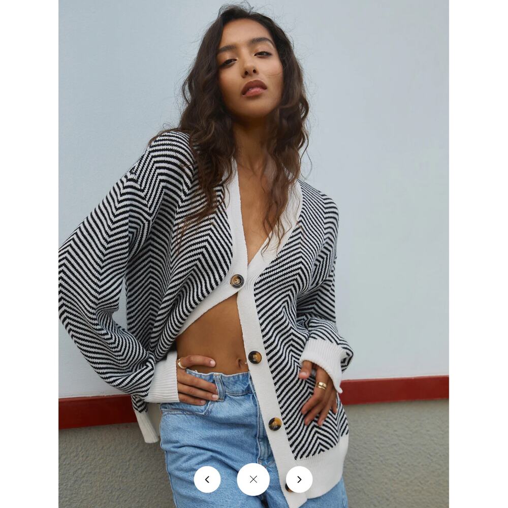 Commense Oversized Herringbone Cardigan SZ XL